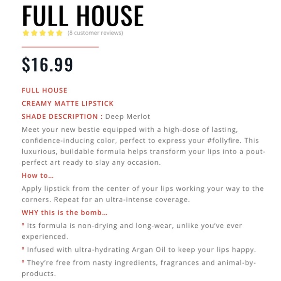 Folly Fire Matte Lipstick - Picture 3 of 3